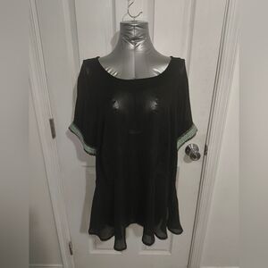 Junarose Black Asymmetrical Short Sleeve Blouse
